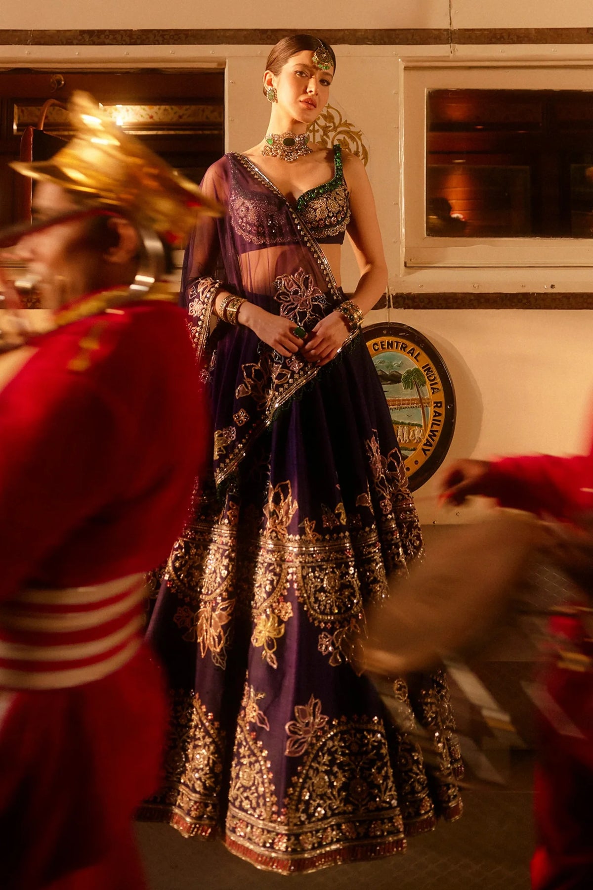Deep Violet Sequins Thread Wedding Lehenga Choli