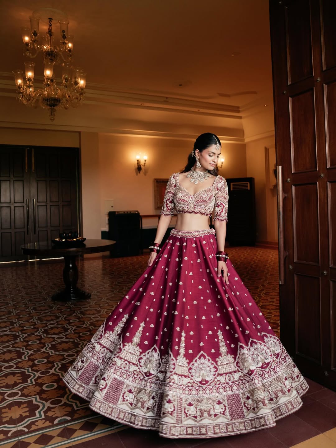 Red Embroidered Sequin Bridal Designer Lehenga Choli