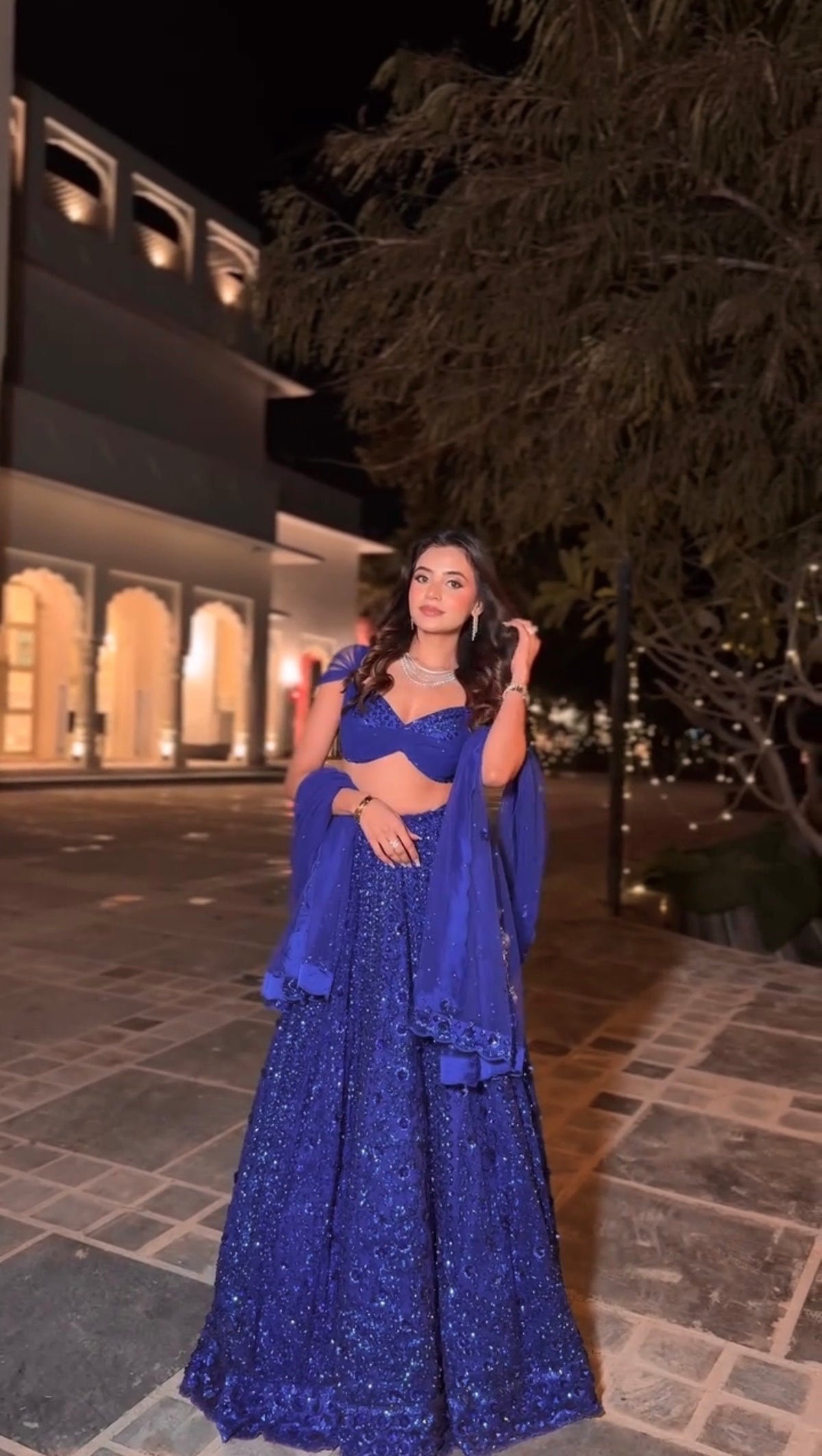 Royal Blue Embroidered Sequin Wedding Lehenga Choli