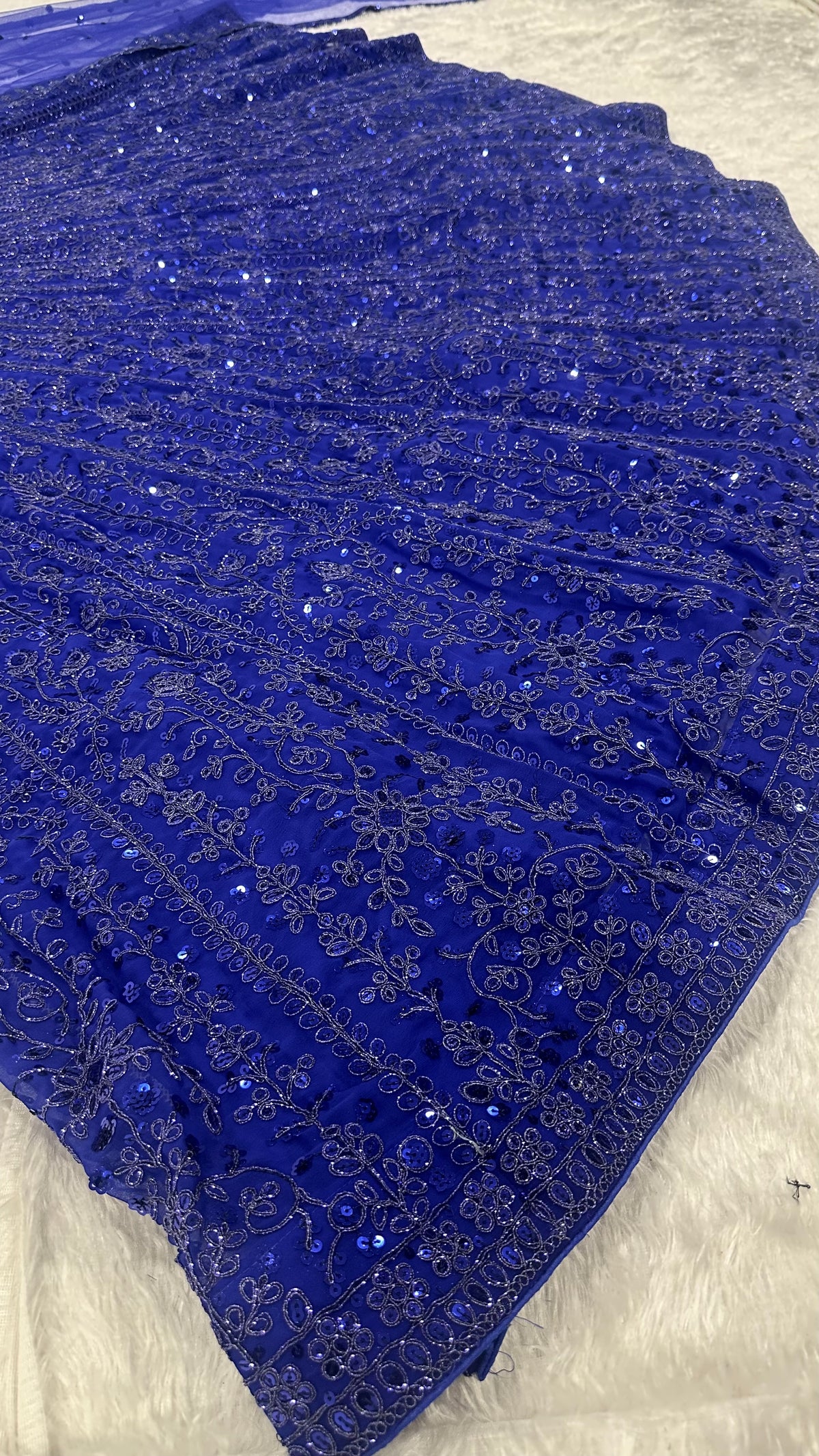 Royal Blue Embroidered Sequin Wedding Lehenga Choli