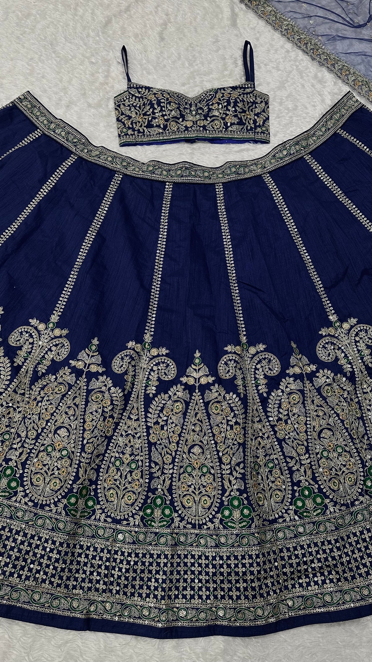 Navy Blue Heavy Sequins Wedding Lehenga Choli