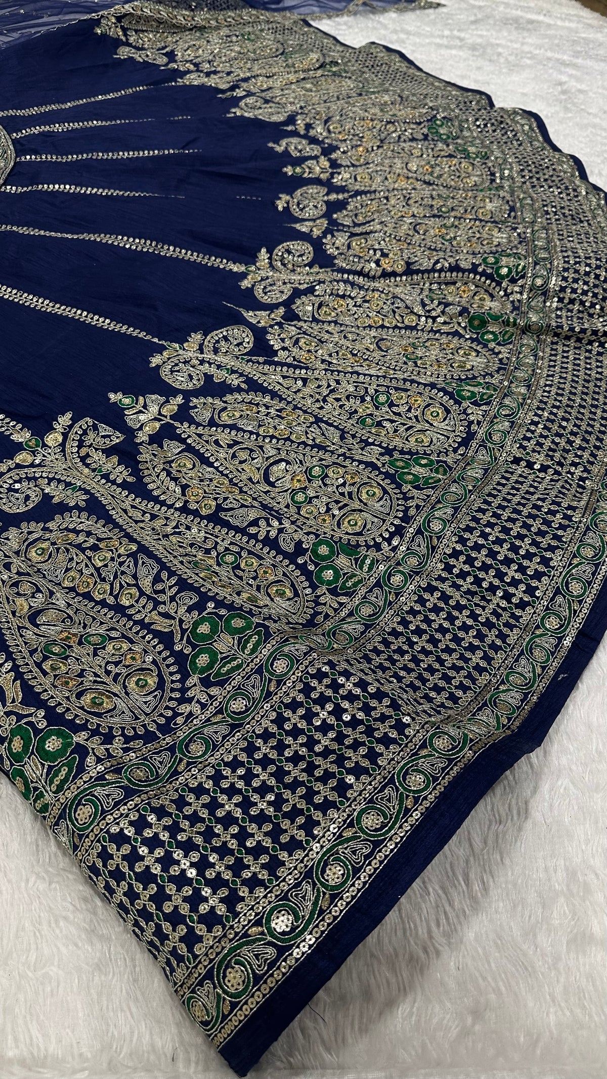 Navy Blue Heavy Sequins Wedding Lehenga Choli