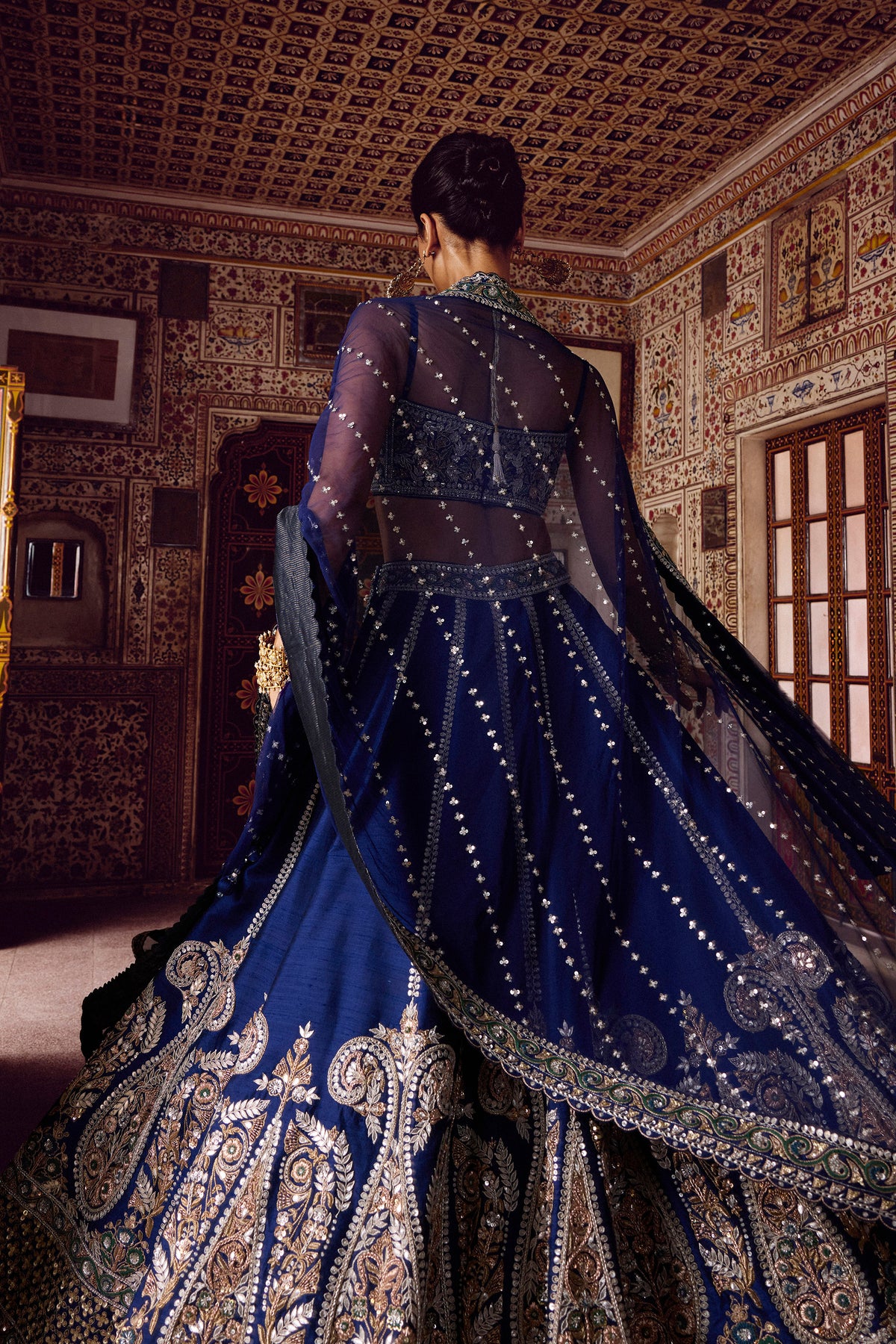 Navy Blue Heavy Sequins Wedding Lehenga Choli