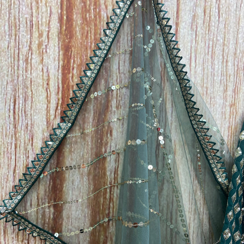 Green Color Heavy Embroidered Designer Trendy Georgette Lehenga Choli