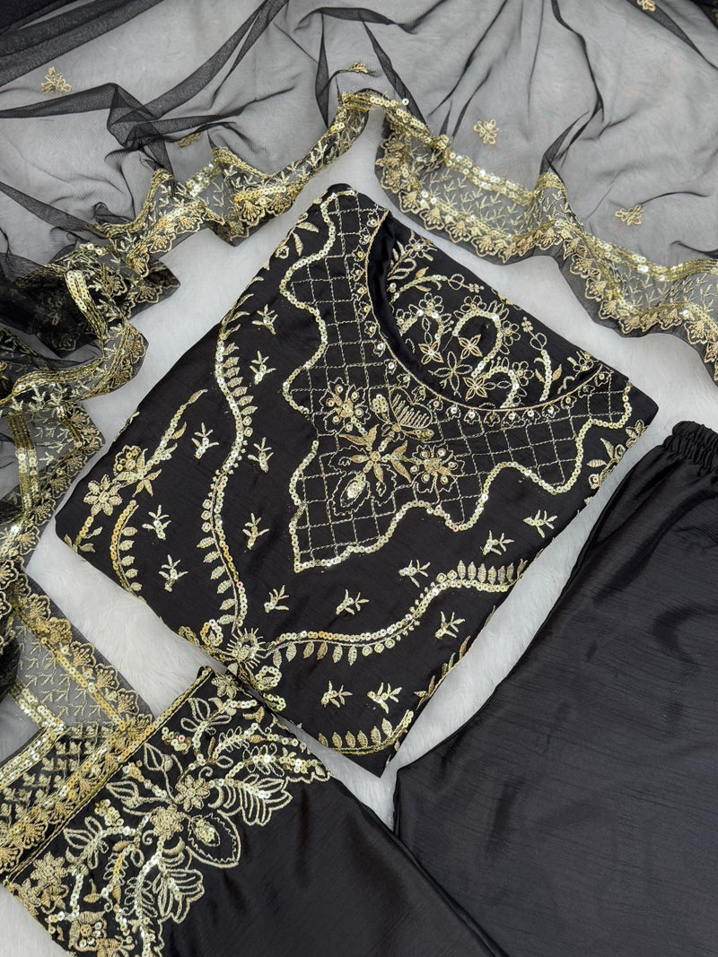 Black Color Heavy Embroidered Designer Salwar Suit