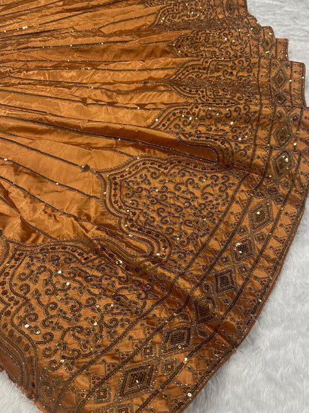 Golden Color Heavy Sequence Work Wedding Lehenga Choli