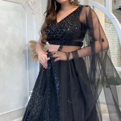 Black color Wedding Wear Designer Sequence Work Lehenga Choli
