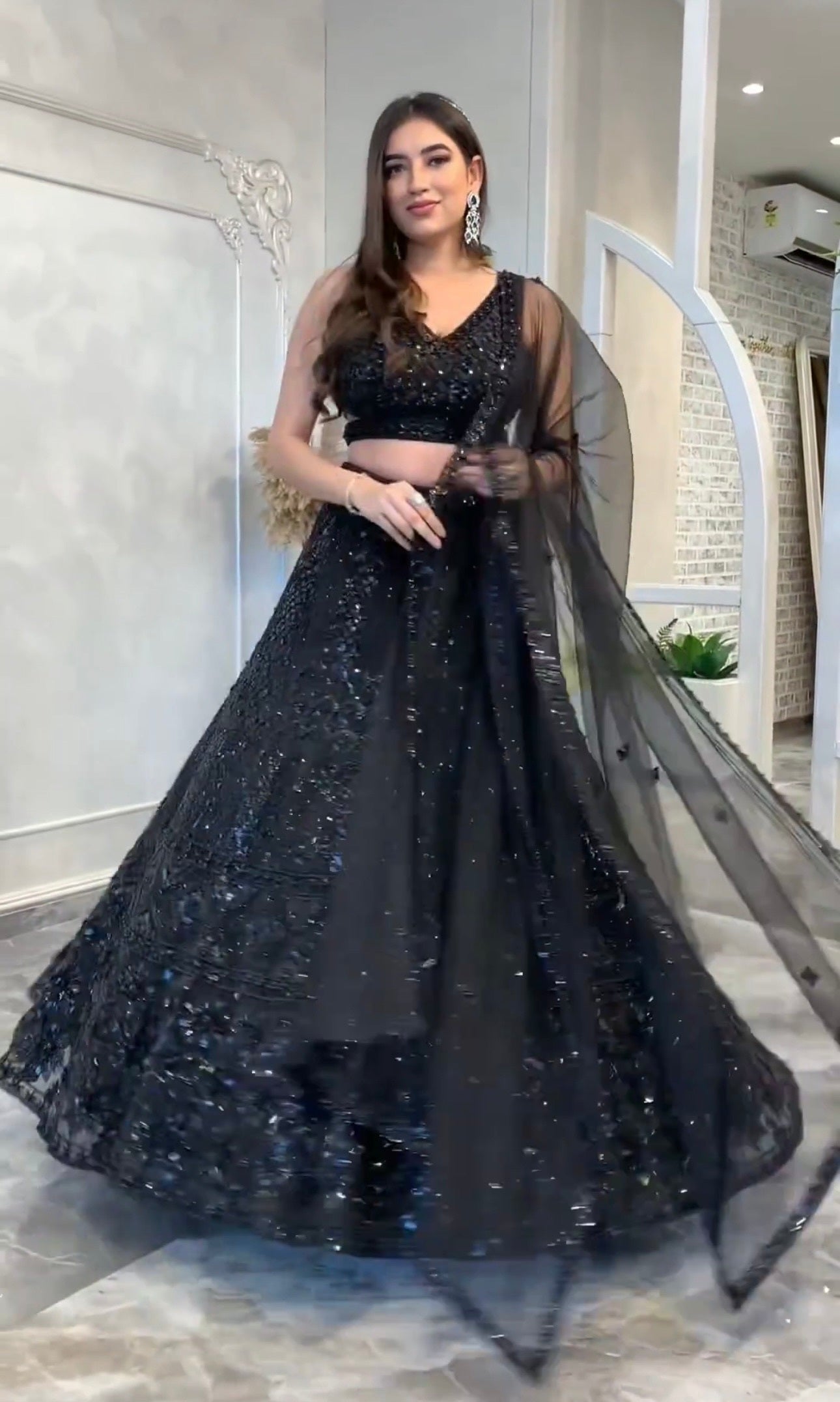 Black color Wedding Wear Designer Sequence Work Lehenga Choli