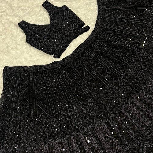 Black color Wedding Wear Designer Sequence Work Lehenga Choli