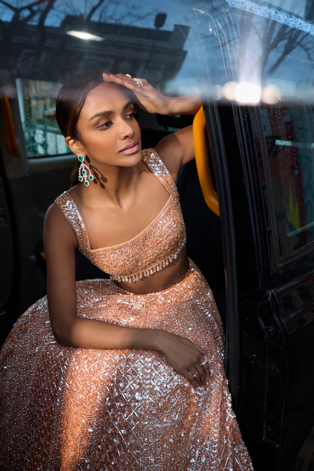 Peach Color Heavy Sequence Work Party Wear Lehenga