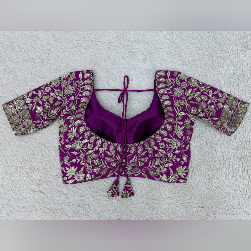 Purple Color Georgette  Wedding Special Lehenga Choli Set With  Sequence With Thread Work