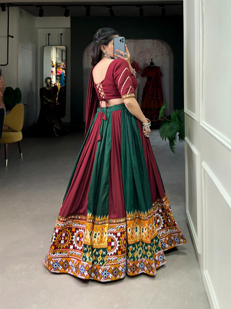 Maroon Color Pure Rayon With Printed Navratri  Special Lehenga Choli Set - Ahesas