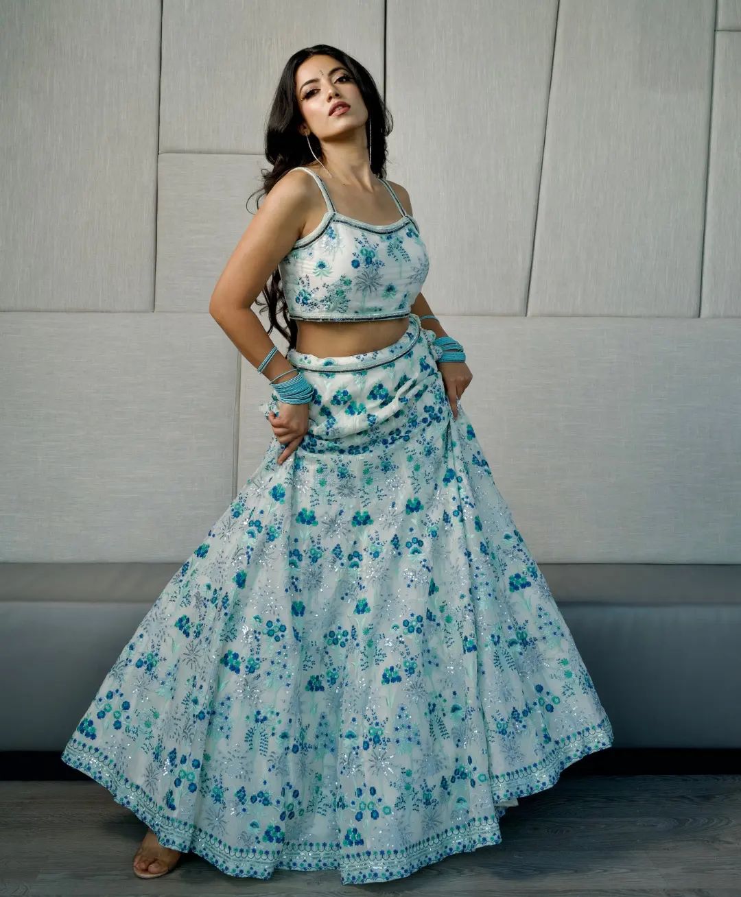 Gray Color Beautiful Embroidery Work Georgette Lehenga Choli