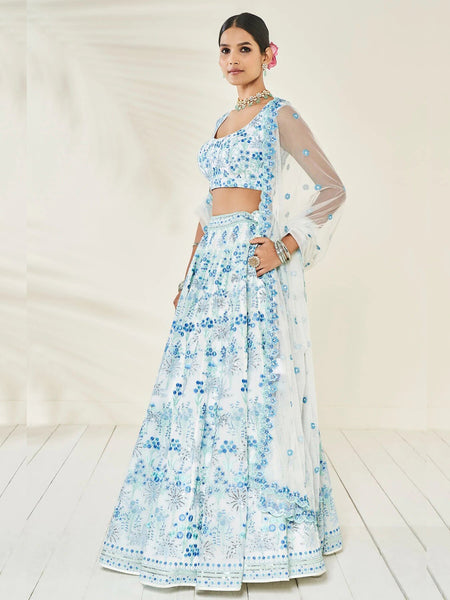 Gray Color Beautiful Embroidery Work Georgette Lehenga Choli