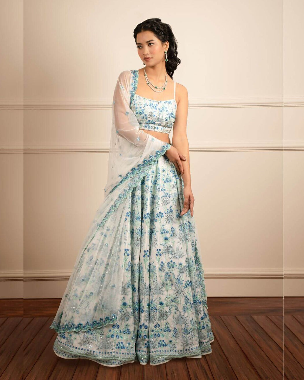 Gray Color Beautiful Embroidery Work Georgette Lehenga Choli