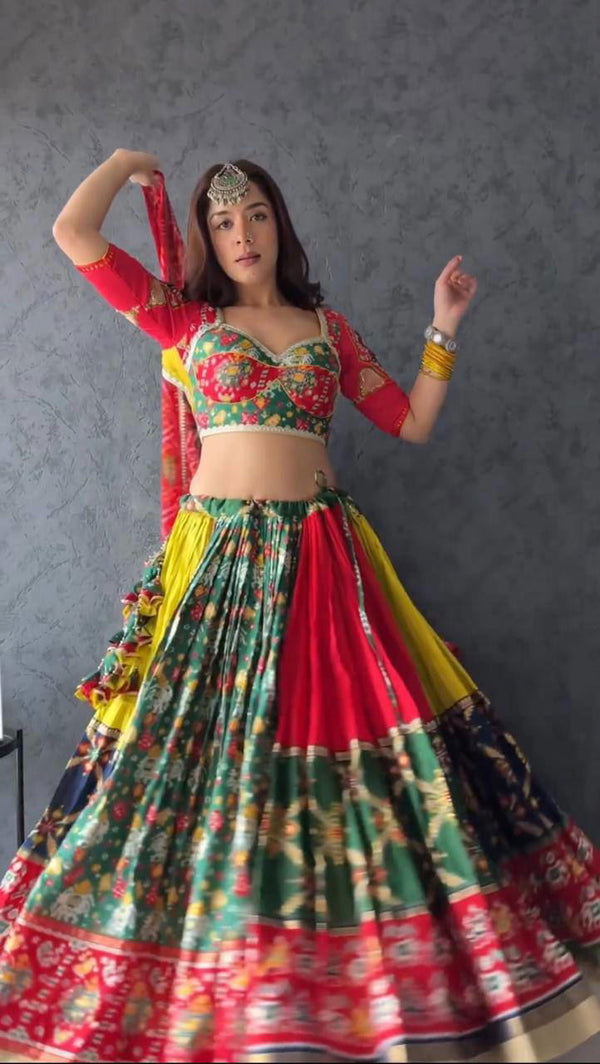 Multi Color  Chent Crepe  Digital Print   Navratri  Special Lehenga Choli Set - Ahesas