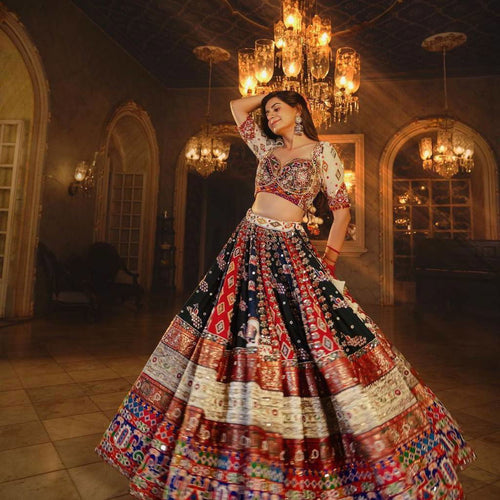 Multi Color Maslin Cotton With Digital Print  Navratri  Special Lehenga Choli Set - Ahesas