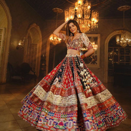 Multi Color Maslin Cotton With Digital Print  Navratri  Special Lehenga Choli Set - Ahesas