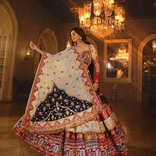 Multi Color Maslin Cotton With Digital Print  Navratri  Special Lehenga Choli Set - Ahesas