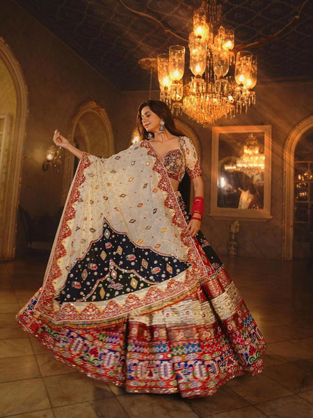 Multi Color Maslin Cotton With Digital Print  Navratri  Special Lehenga Choli Set - Ahesas