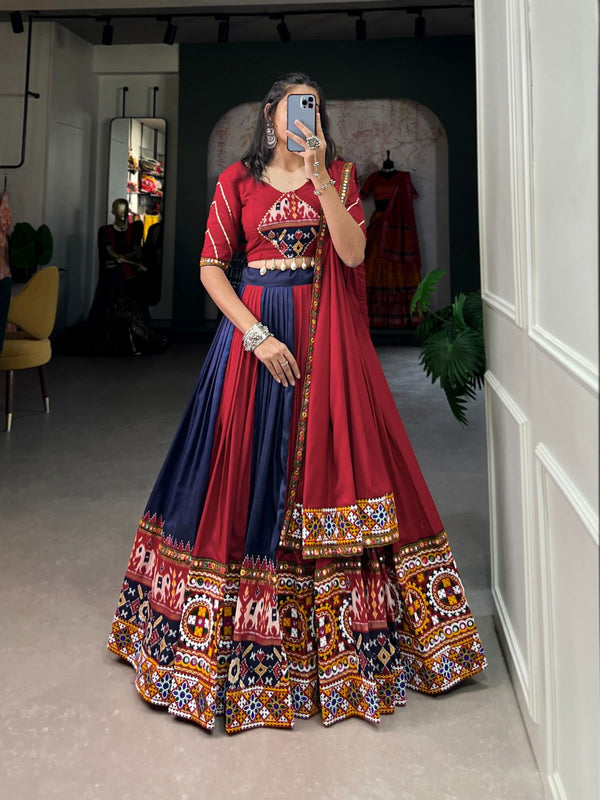 Navy Blue  Colour Pure Reyon With Printed Navratri  Special Lehenga Choli Set - Ahesas