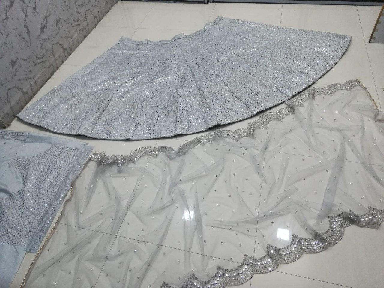 Gray Color Trendy Sequins Work Designer Party Wear Lehenga Choli