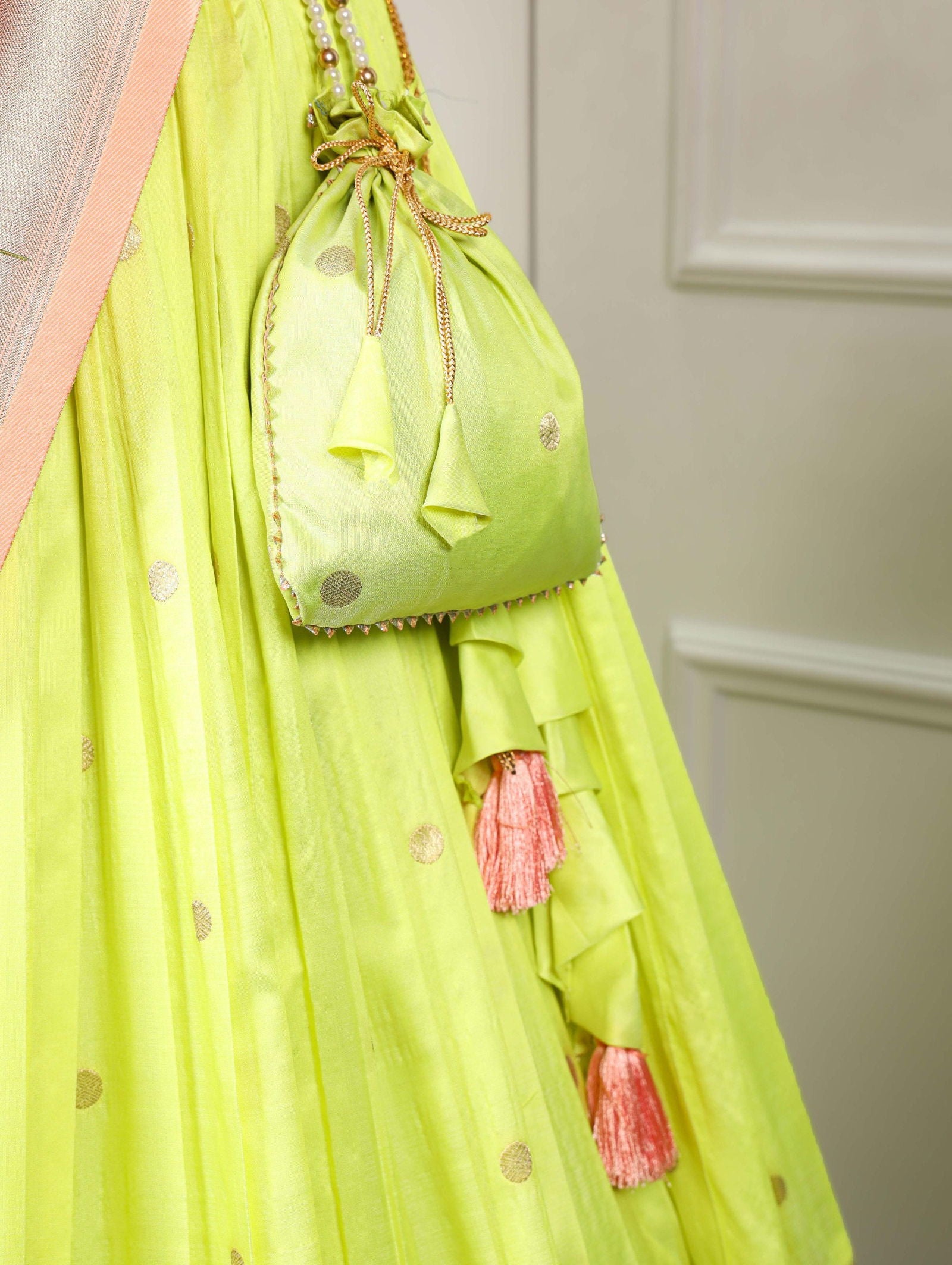 Parrot Color Jacquard Silk Paithani Wedding Special Lehenga Choli - Ahesas