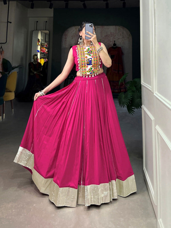 Pink Color Navratri Lehenga with Gota Patti Work Special Blouse Set - Ahesas