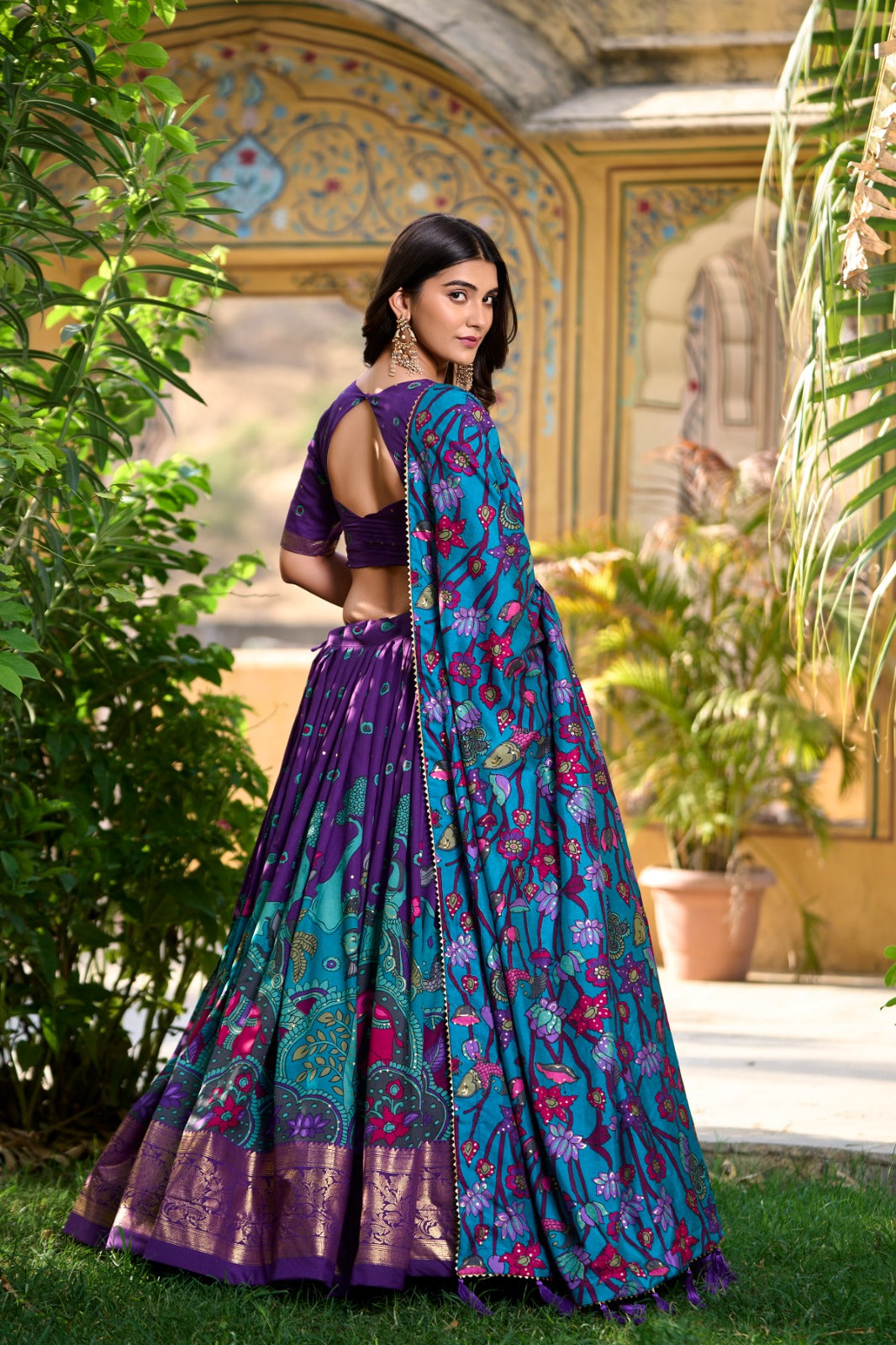 Purple Color Tussar Silk Printed Gorgeous Lehenga Choli Set