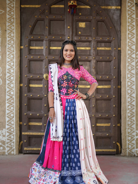 Multi Color Designer Muslin   Digital Print Mirror Work Lehenga Choli