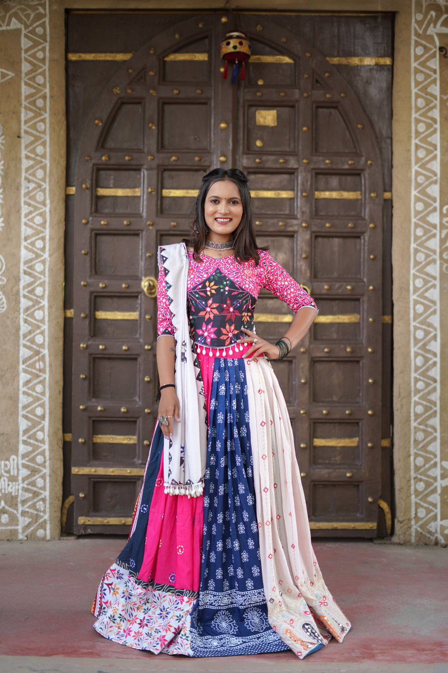 Multi Color Designer Muslin   Digital Print Mirror Work Lehenga Choli