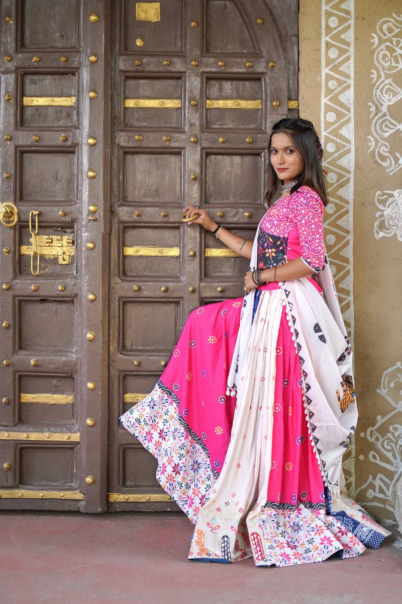 Multi Color Designer Muslin   Digital Print Mirror Work Lehenga Choli
