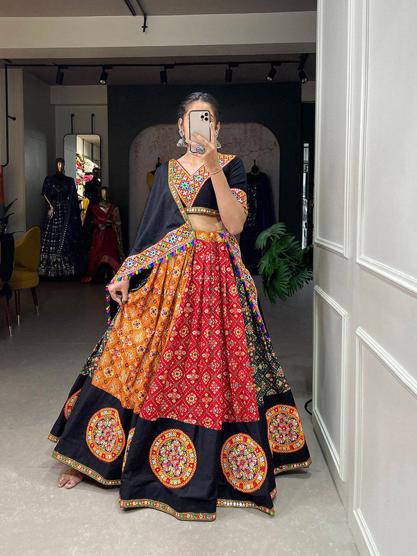 Traditional Gamthi Style Navratri Designer Pure Cotton Lehenga Choli - Ahesas