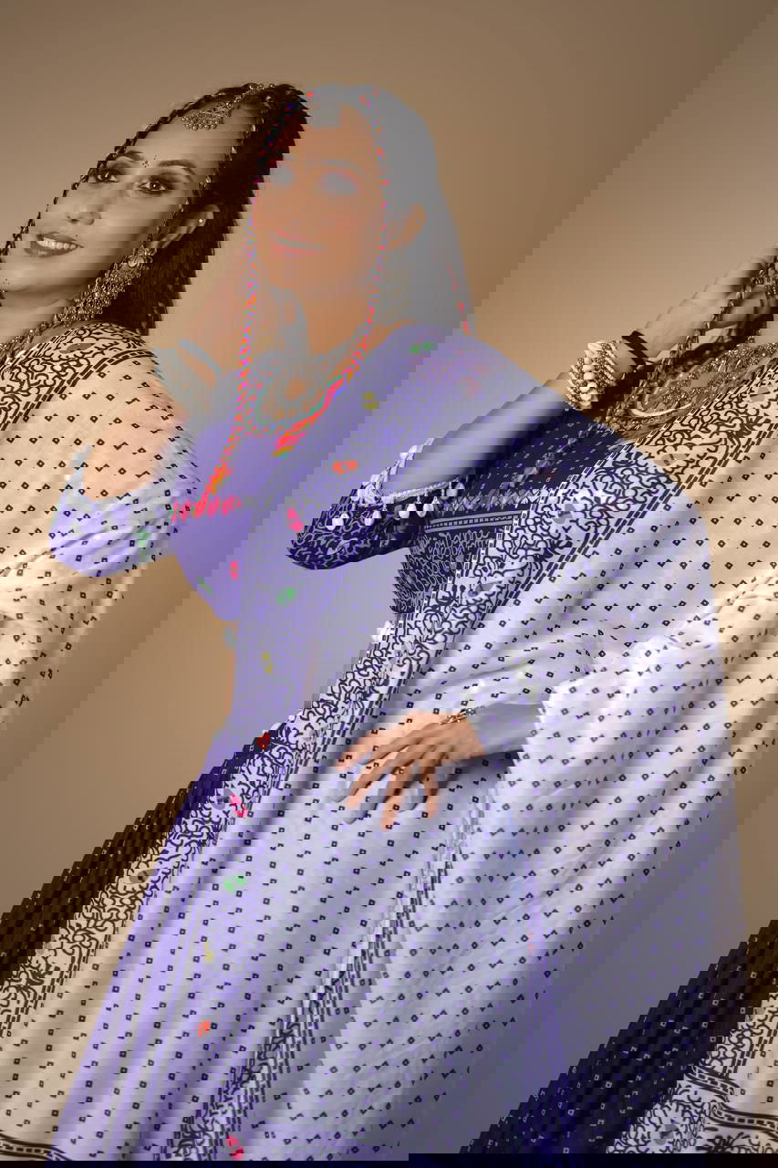 Violet Color Digital Printed Mirror Work Navratri Designer Lehenga - Ahesas