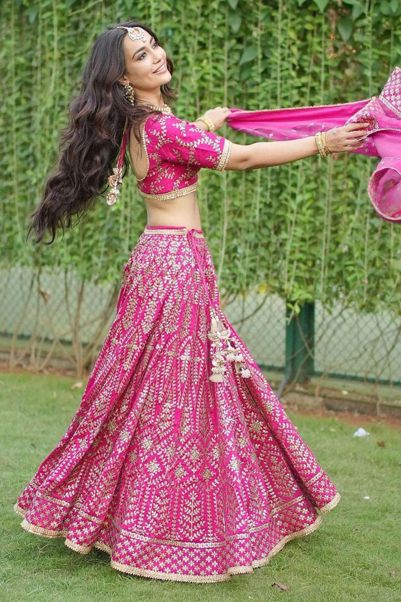 Pink Color Wedding Wear Embroidery Work Designer Lehenga Choli