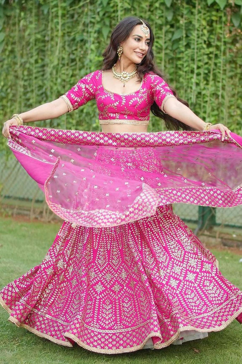 Pink Color Wedding Wear Embroidery Work Designer Lehenga Choli