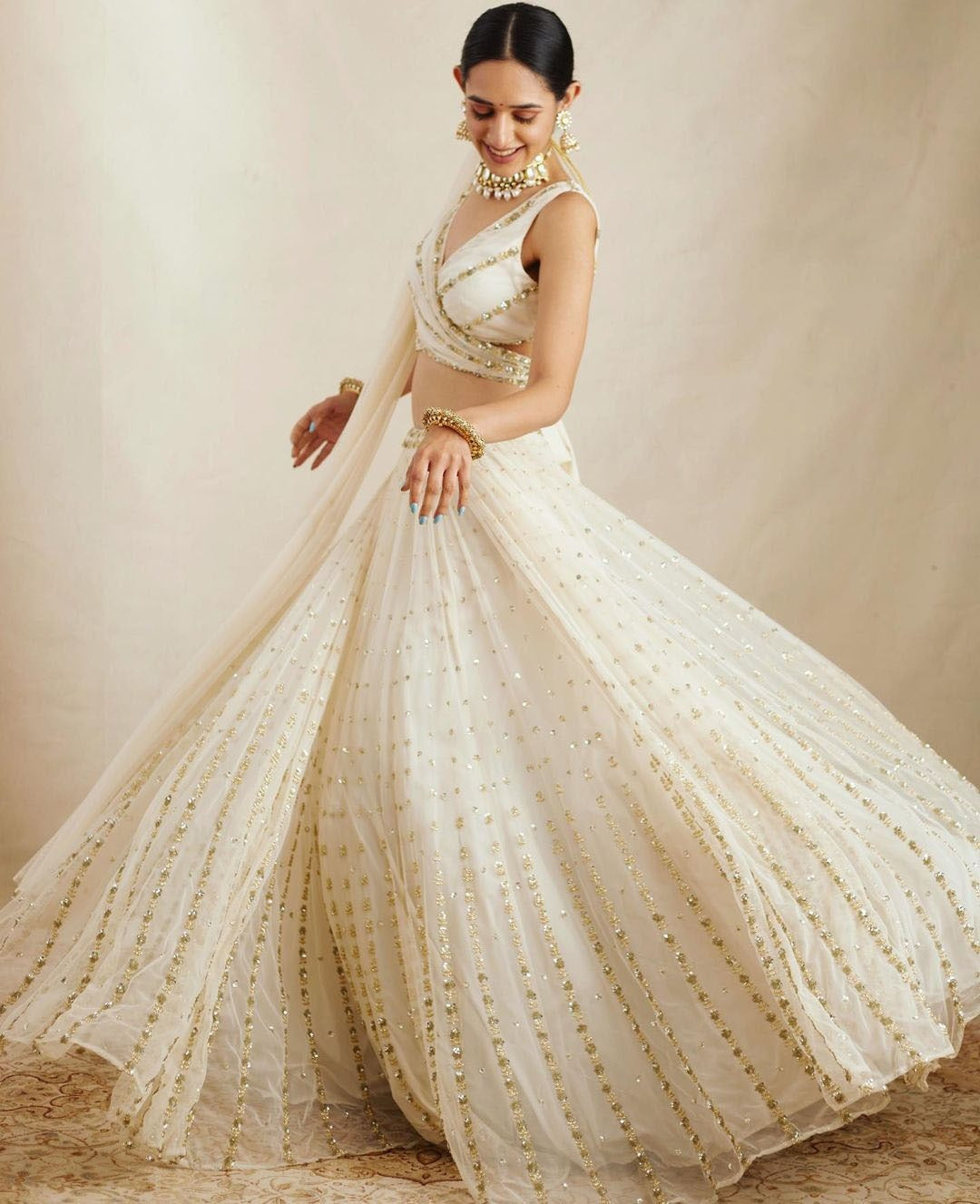White Color Sequins Embroidery Work Designer Georgette Lehenga Choli