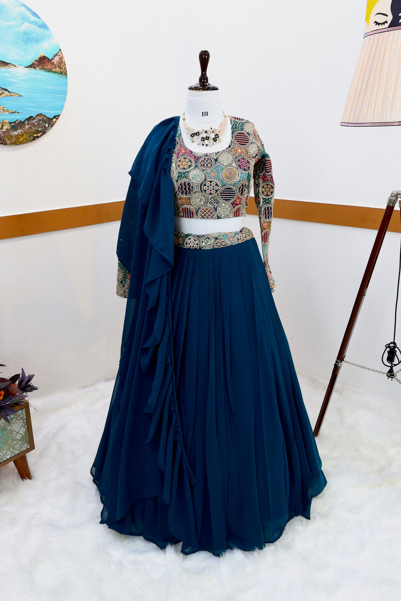 Blue Heavy Color Embroidery With Coding Work Lehenga Choli & Dupatta Set