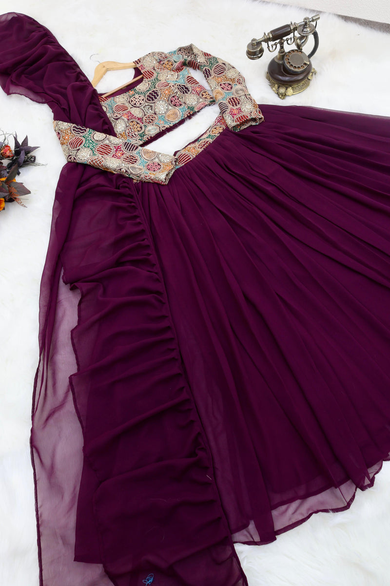 Purple Heavy Color Embroidery With Coding Work Lehenga Choli & Dupatta Set