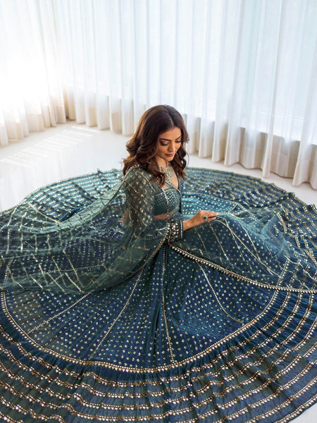 Blue Color Designer Georgette  sequins  Embroidery Work Lehenga Choli