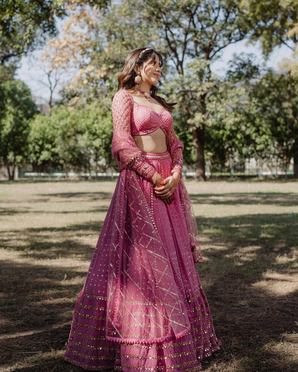 Pink Color Designer Trendy Sequence Embroidery Work Lehenga Choli