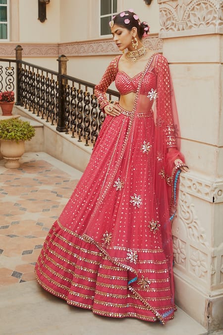 Red Color Designer Trendy sequins Embroidery Work Lehenga Choli