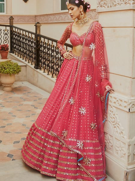 Red Color Designer Trendy sequins Embroidery Work Lehenga Choli