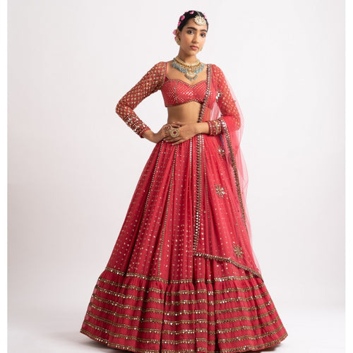 Red Color Designer Trendy sequins Embroidery Work Lehenga Choli