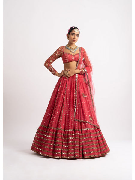 Red Color Designer Trendy sequins Embroidery Work Lehenga Choli