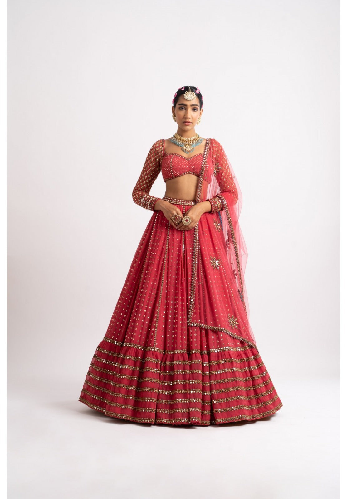 Red Color Designer Trendy sequins Embroidery Work Lehenga Choli