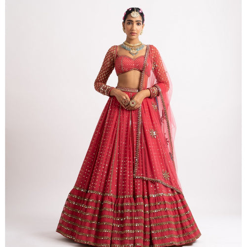 Red Color Designer Trendy sequins Embroidery Work Lehenga Choli