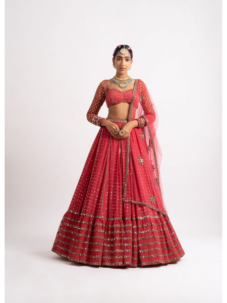 Red Color Designer Trendy sequins Embroidery Work Lehenga Choli
