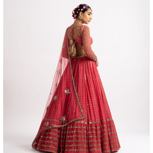 Red Color Designer Trendy sequins Embroidery Work Lehenga Choli