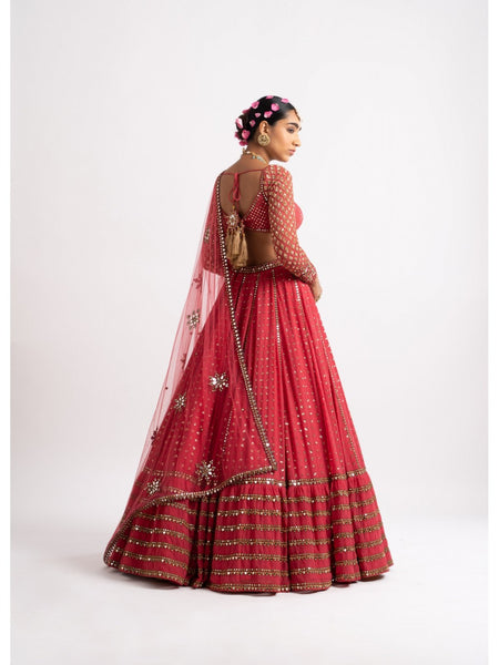 Red Color Designer Trendy sequins Embroidery Work Lehenga Choli